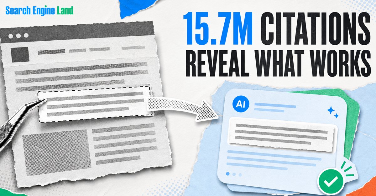 sengineland's tweet photo. Google's AI Mode doesn't just cite pages, it reuses passages.

A study of 15.7M citations found the winning unit is often a 75–150-word, answer-first paragraph.

See what gets quoted: https://t.co/xQRg00jNDJ https://t.co/u4FTb0qtCb