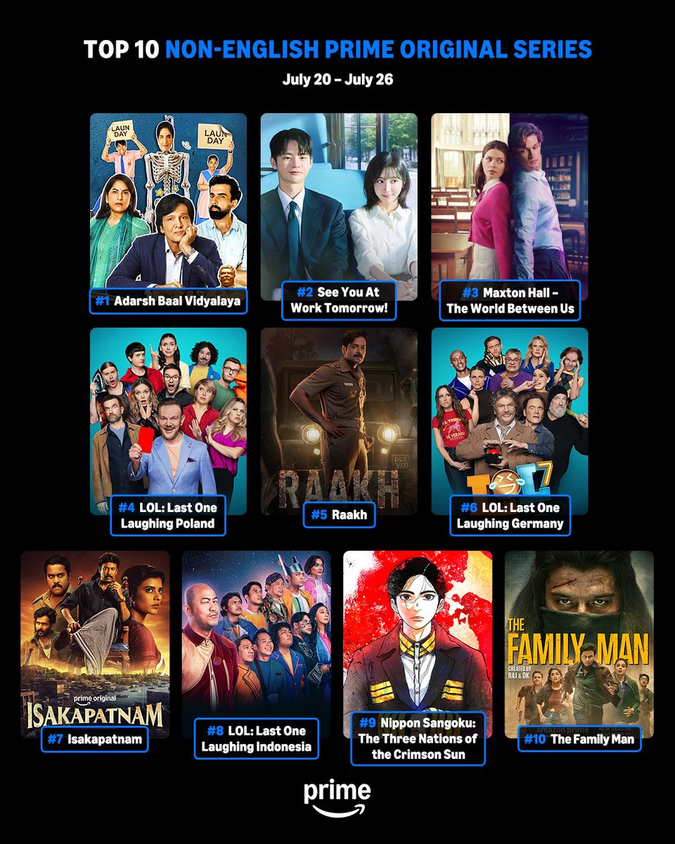 PrimeVideo's tweet photo. Presenting our Top 10 most-watched Prime Original Films &amp; Series for the week of July 20. https://t.co/JmSiHbDjqz