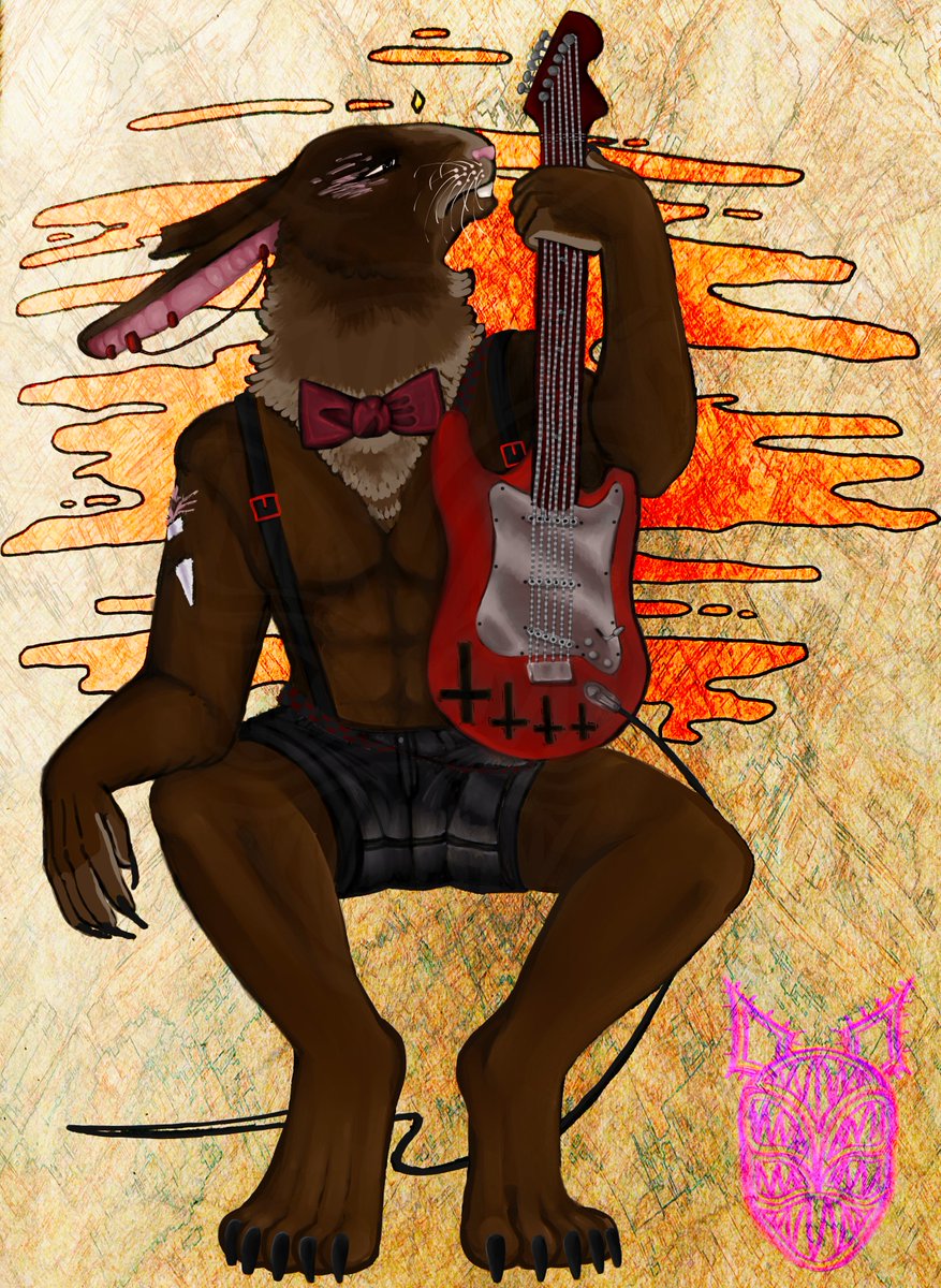 AzuladoVerde's tweet photo. Rabbid Punk #furry #digitalart #anthroart #illustration #guitar #piercing #scarring #originalart #originaldesign #oc https://t.co/GnUQSiQIiy