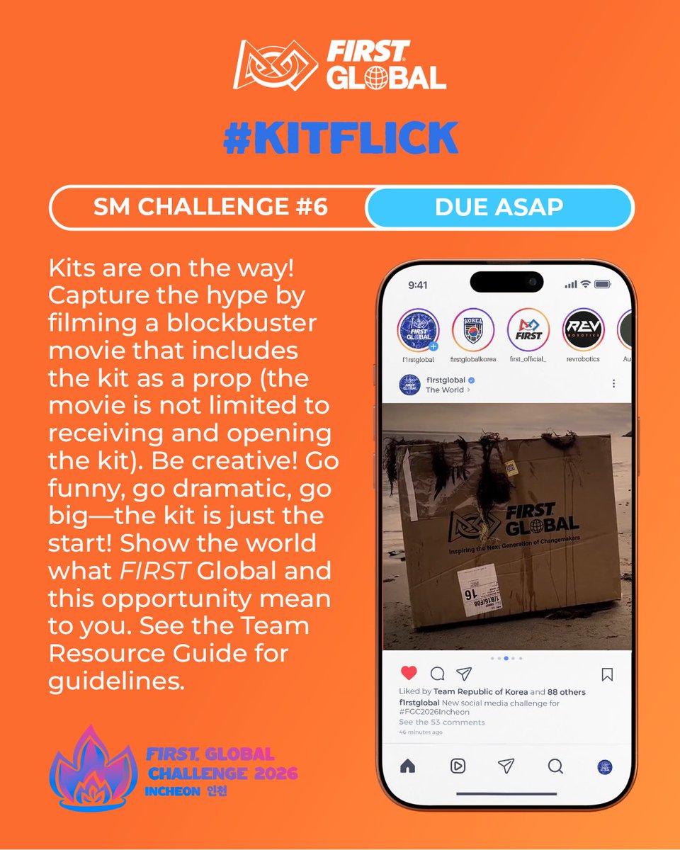 F1RSTglobal's tweet photo. It's time for SMC 6: #KitFlick! 📦🎥Kits are officially shipping, so you are tasked with making a blockbuster movie about the arrival of your kit. Will it be an action movie? A horror film? Maybe an adventure mystery? Be creative! https://t.co/Y3zDRtNwKz