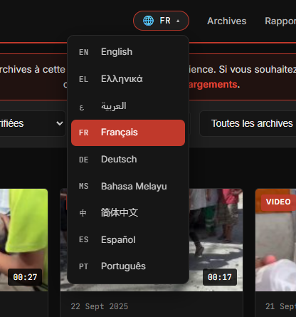 xIsraelExposedx's tweet photo. Update: We have added Arabic, German, French, Spanish, Portugese, Chinese & Malaysian languages to the website.  You can toggle between them at the top of the page. 

We have also added a 'Reports' section with daily summary reports out of Gaza. We are importing them currently for the complete record. 

Please help spread the info to circles that speak those languages.

Total footage now: 

110,472 videos · 41,224 photos / This is double of what was published on day 1, and still a long ways to go. 

Individual video description translations will follow shortly + more languages.

Join our telegram: https://t.co/bvcis3bHwr
Follow backups: @ZionismExposedx & @IsraelExposedAr 

https://t.co/CvAhZusHWf
