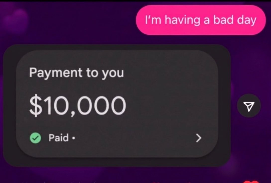AspiringGyal's tweet photo. When he sends you $10k just because you’re having a bad day 💅💸 https://t.co/b9UteRFjAI