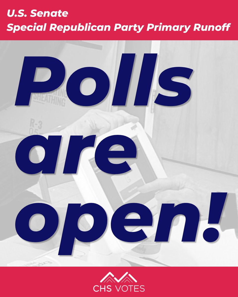 CharlestonVotes's tweet photo. Runoff Election Day is underway.

Be sure to double check your polling location before heading out to cast your ballot!

#CHSVotes #CHSNews #SCVotes #VoteReady https://t.co/h4aaXKOMaj