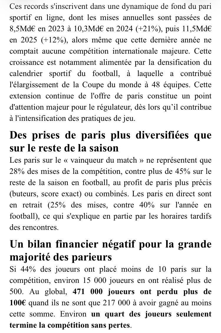 pbiane's tweet photo. #Equidia #PMU #FranceGalop #SETF #Quinté #CDM #Foot
🔴 GOOOL !
Des niveaux de mises jamais atteints et 1 million de comptes ouverts durant la compétition. Pendant que l’hippisme traverse la plus grave crise de son histoire, l’#ANJ dresse le bilan de la Coupe du monde⚽️ https://t.co/fmxf4JSZba