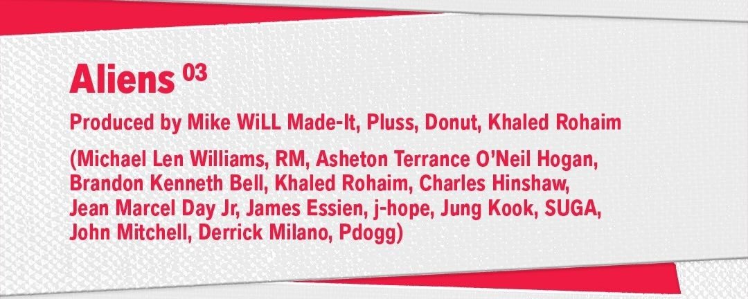 artsykku's tweet photo. #RM being credited second on Aliens..... https://t.co/WYmMSYBI1B
