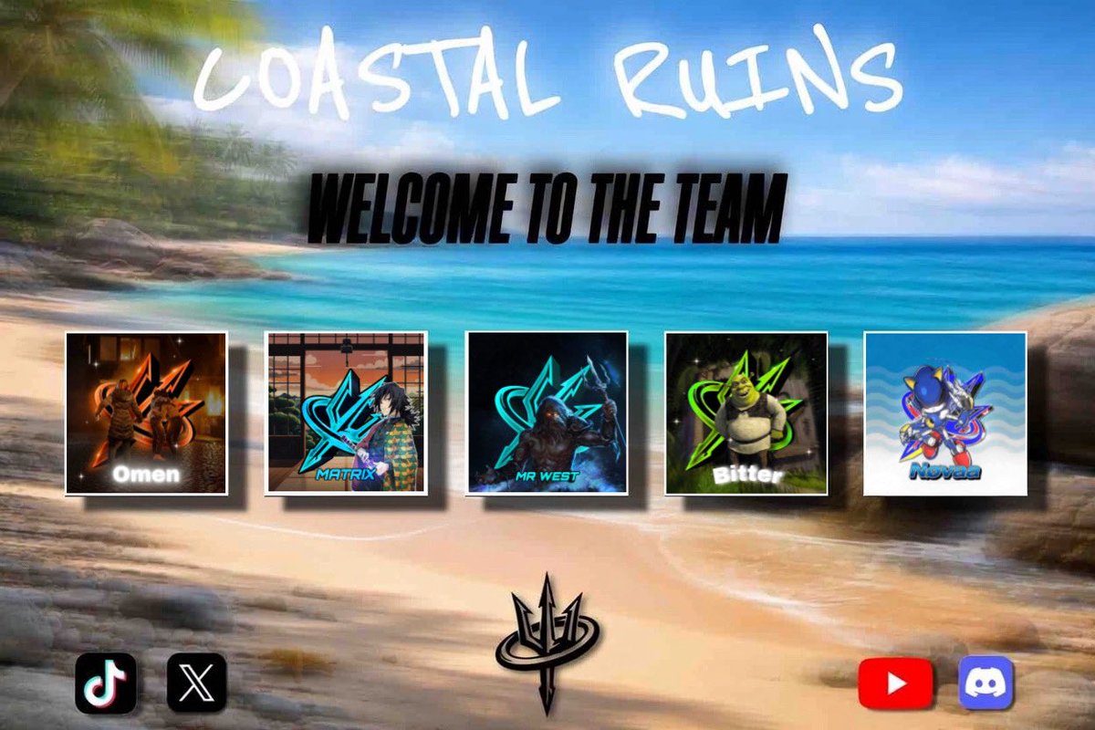 CoastalRuins's tweet photo. Welcome our newest additions to Coastal ☀️🌊

👤: @itsOmenFPS 
👤: @Matrixxgrandee 
👤: @Slaughter_slapz 
👤: @ImBitter__ 
👤: @snipernovaa 

#CoastToCoast #CoastalSZN https://t.co/7hwSaDlOn6