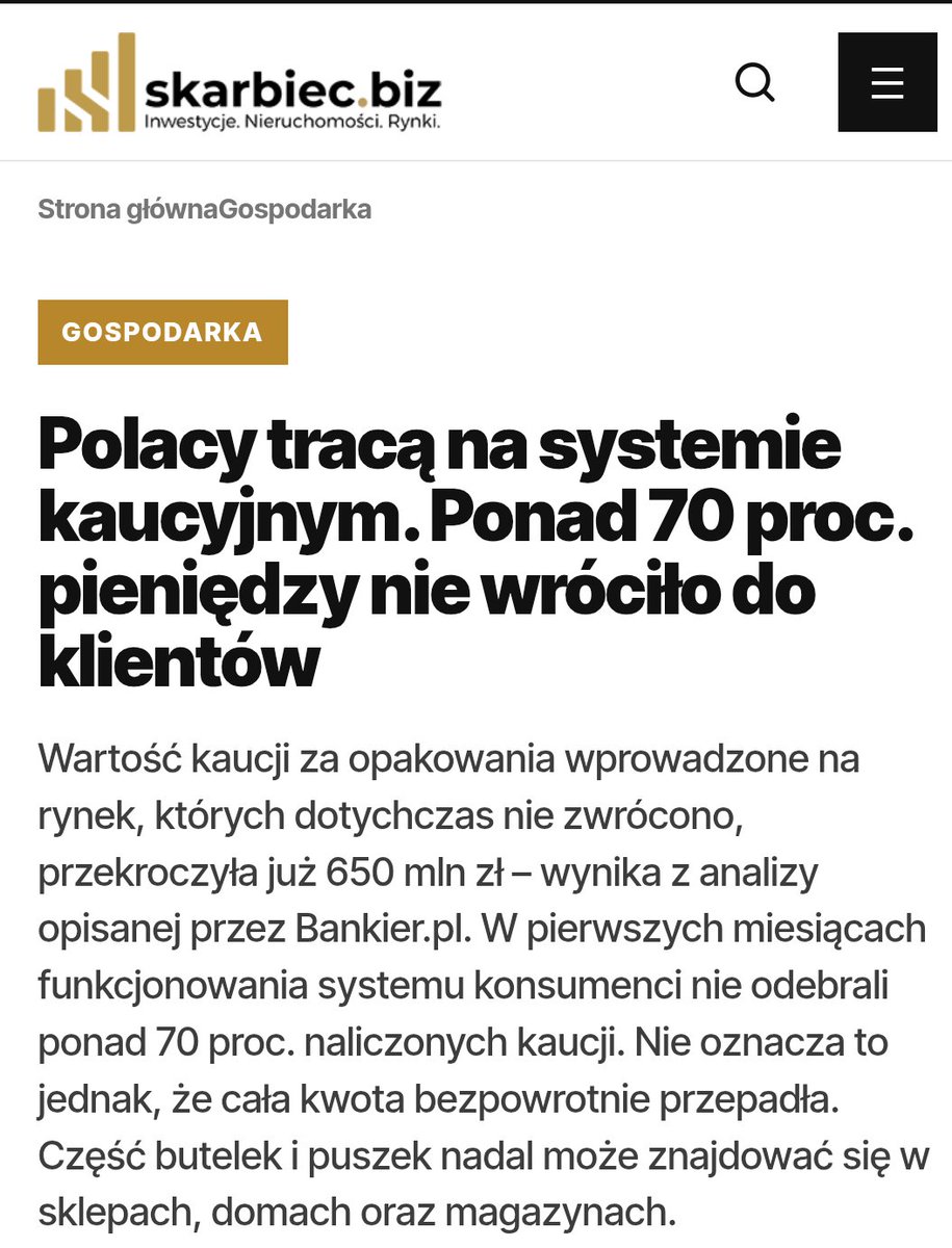 tomaszwyluda's tweet photo. Ponad 70% pieniędzy z kaucji nie zostało zwróconych. Te mniej niż 30% zwrócono po ciąganiu worków ze śmieciami, składowaniu itd. Więc to mniej niż 30% nie jest bezkosztowe. Mamy XXI wiek - zamiast robotów sterujących odpady mamy zbieranie śmieci. Taki system może miałby jakiś sens 20 lat temu ale nie dziś.
Może da się go zawiesić?