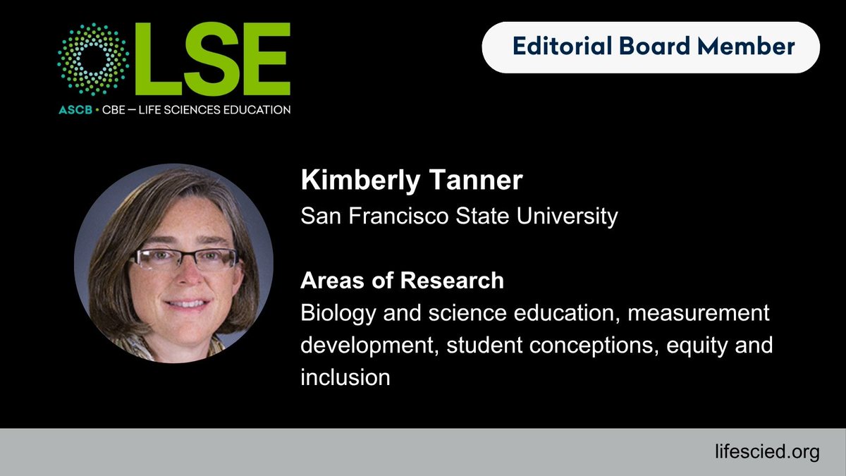 CBELifescied's tweet photo. Meet an LSE Editor

Kimberly Tanner (San Francisco State University) studies biology education, student learning, and equity in STEM. A founding member of the LSE Editorial Board, she values the journal's supportive, developmental approach to peer review.

https://t.co/txeRcAyVL1 https://t.co/KTMM9ZxTnh