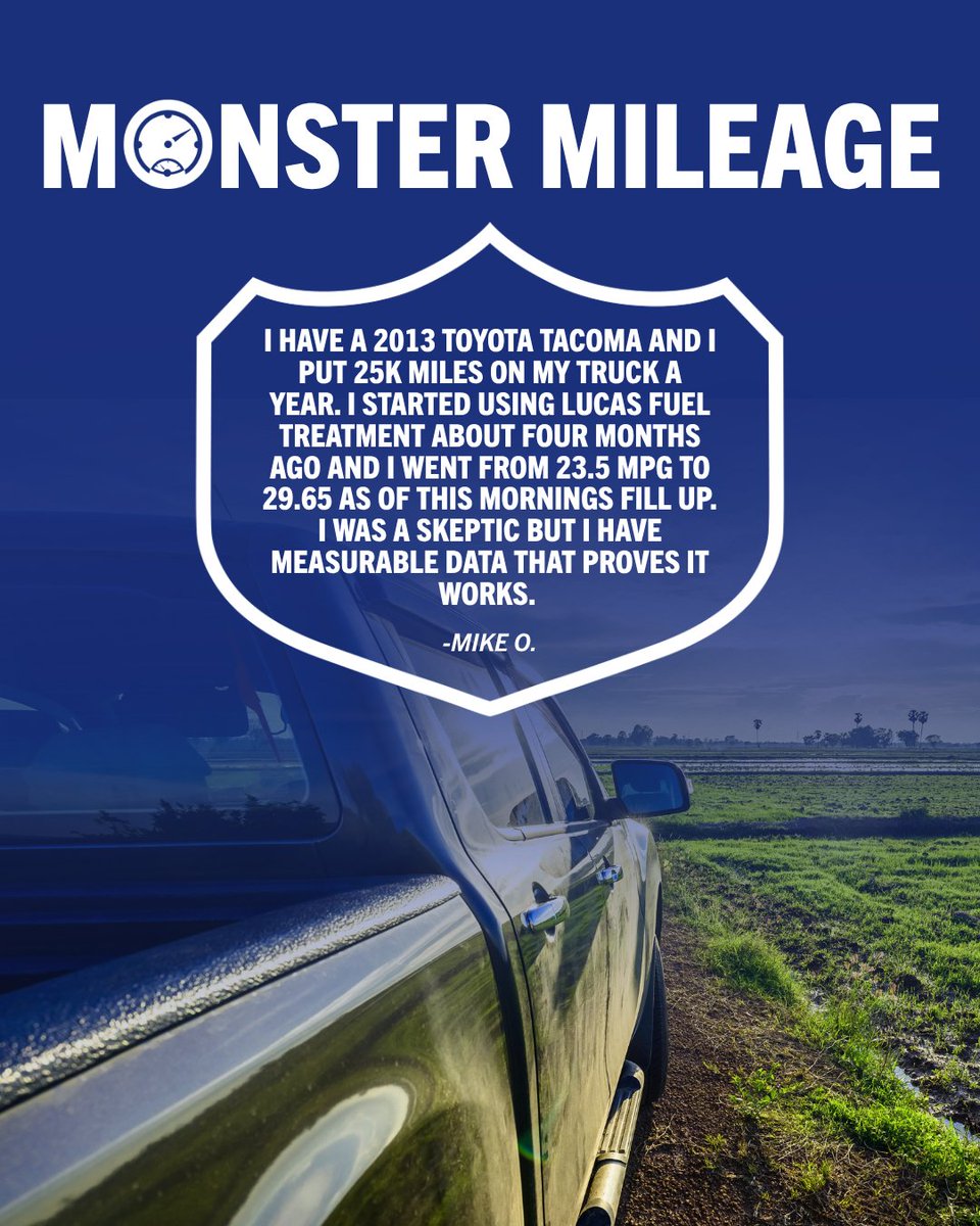 Lucas_Oil's tweet photo. At Lucas Oil, we're all about real results. 

Check out another Monster Mileage success story powered by our products.
#LucasOil #ItWorks https://t.co/KCuYRvv6T9