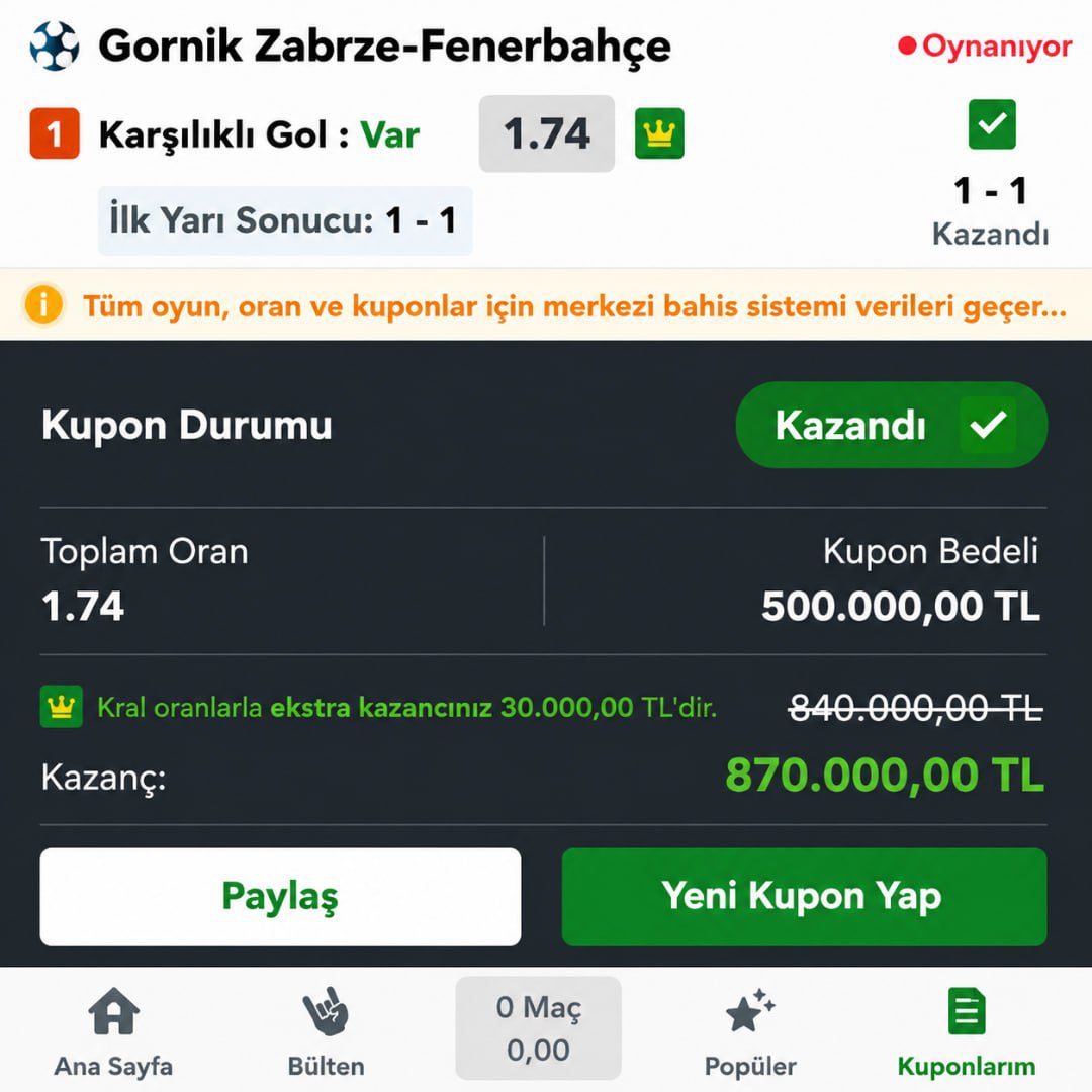 HalukLeventTips's tweet photo. Fenerbahçe tam 870.000 kazandırdı ✅
Fazla şaşalı sözlere gerek yok, icraatımız konuşuyor.
Anlık haberdar olmak için profilimdeki linkten bildirimleri açın🔔 
kanalımı ziyaret etmeyi unutmayın, yarının analizi hazır şimdiden katılın. https://t.co/NkxTfHvgNq