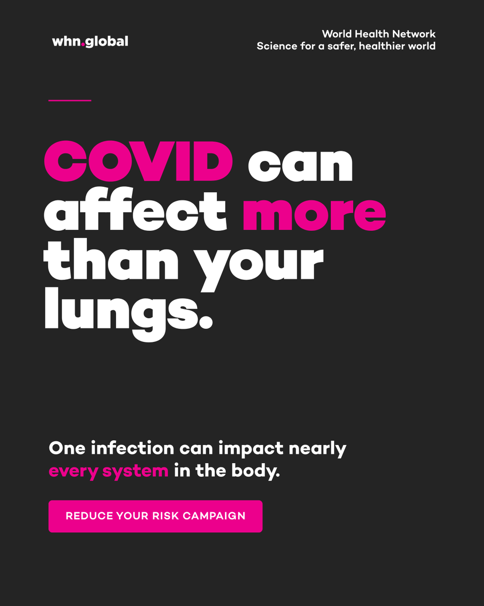 TheWHN's tweet photo. Reducing your risk of serious illness is not only about diet, exercise and routine screenings. Preventing COVID infections can also be an important part of protecting your long-term health.

COVID can affect multiple systems throughout the body and has been associated with increased risks of cardiovascular disease, diabetes, cognitive problems, immune dysfunction and Long COVID. These effects can occur after infections that initially seemed mild, and the risk may increase with repeated infections.

#LongCOVID #COVID19 #PublicHealth #PreventiveHealth #HealthEducation #CleanAir #Masking #LongCOVIDAwareness #COVID #Vaccines