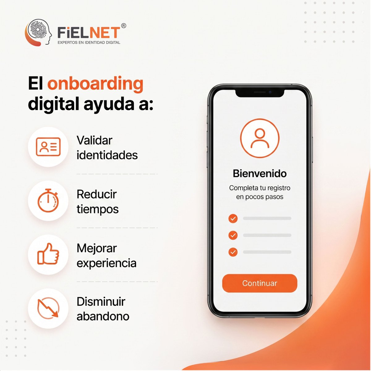Fielnet_mx's tweet photo. Un onboarding lento genera abandono y pérdida de oportunidades. La identidad digital y la biometría ayudan a crear procesos más ágiles, seguros y con mayor conversión. 

#OnboardingDigital #IdentidadDigital #Biometría https://t.co/lp7aCkttEs