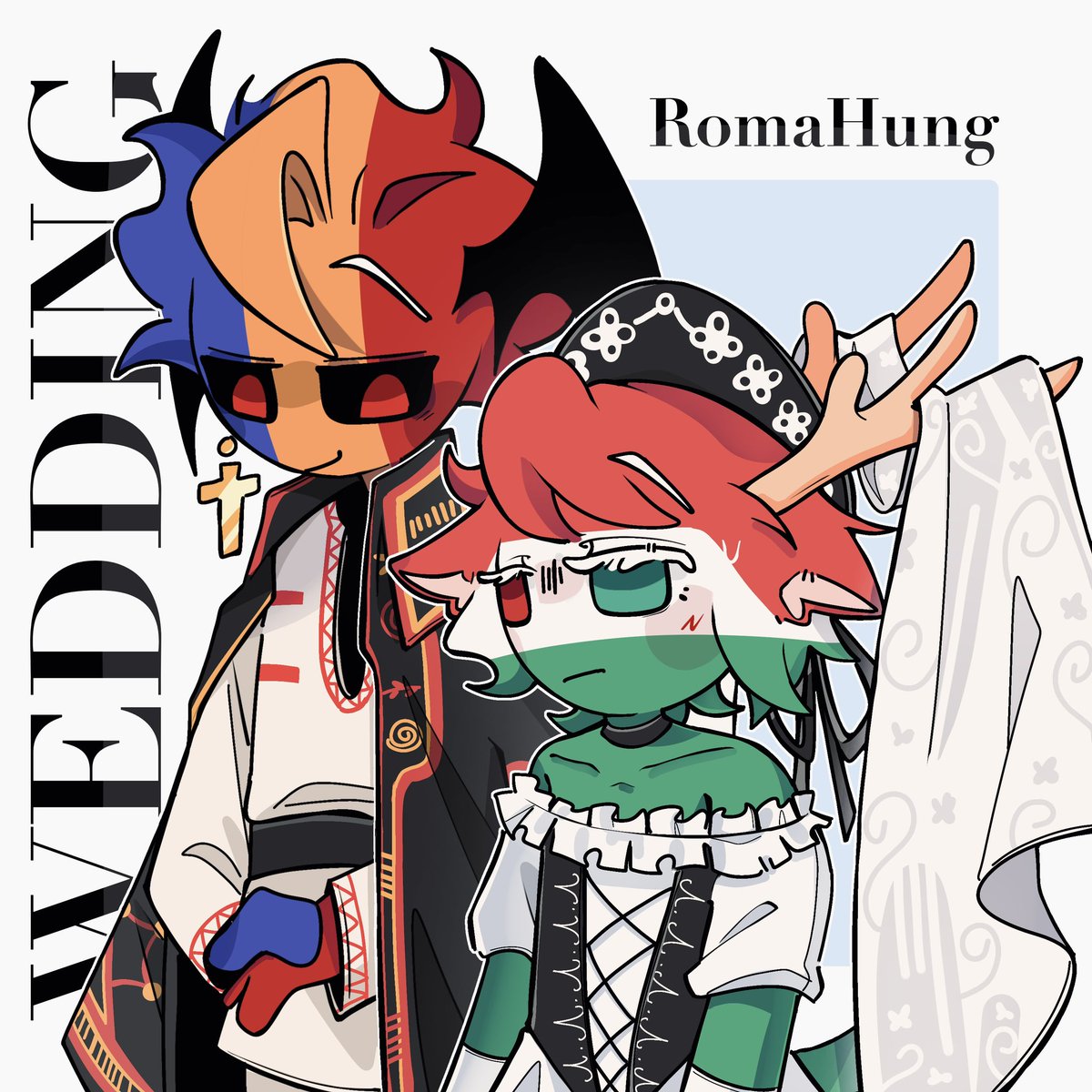 Tomato_Juice15's tweet photo. RomaHung’s wedding outfit 

#Countryhumans
#CountryhumansRomania
#CountryhumansHungary https://t.co/DsSF6dXXqw