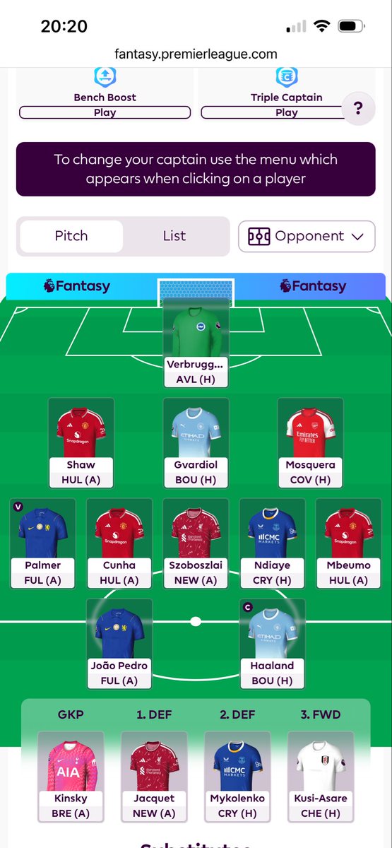Gazchambers3's tweet photo. @FPLMattW Quite happy with this https://t.co/kH6jayZ1aj