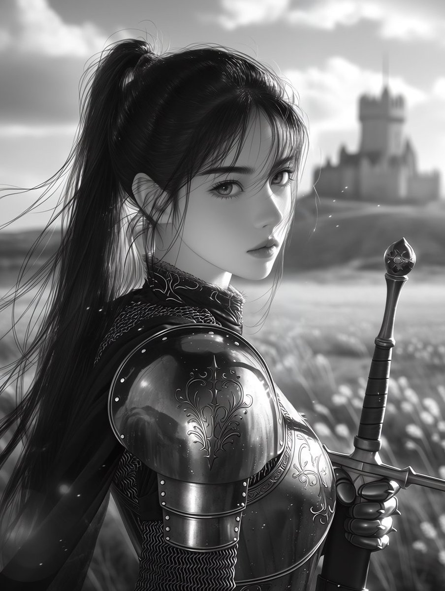 Monochrome Female Knight Portrait