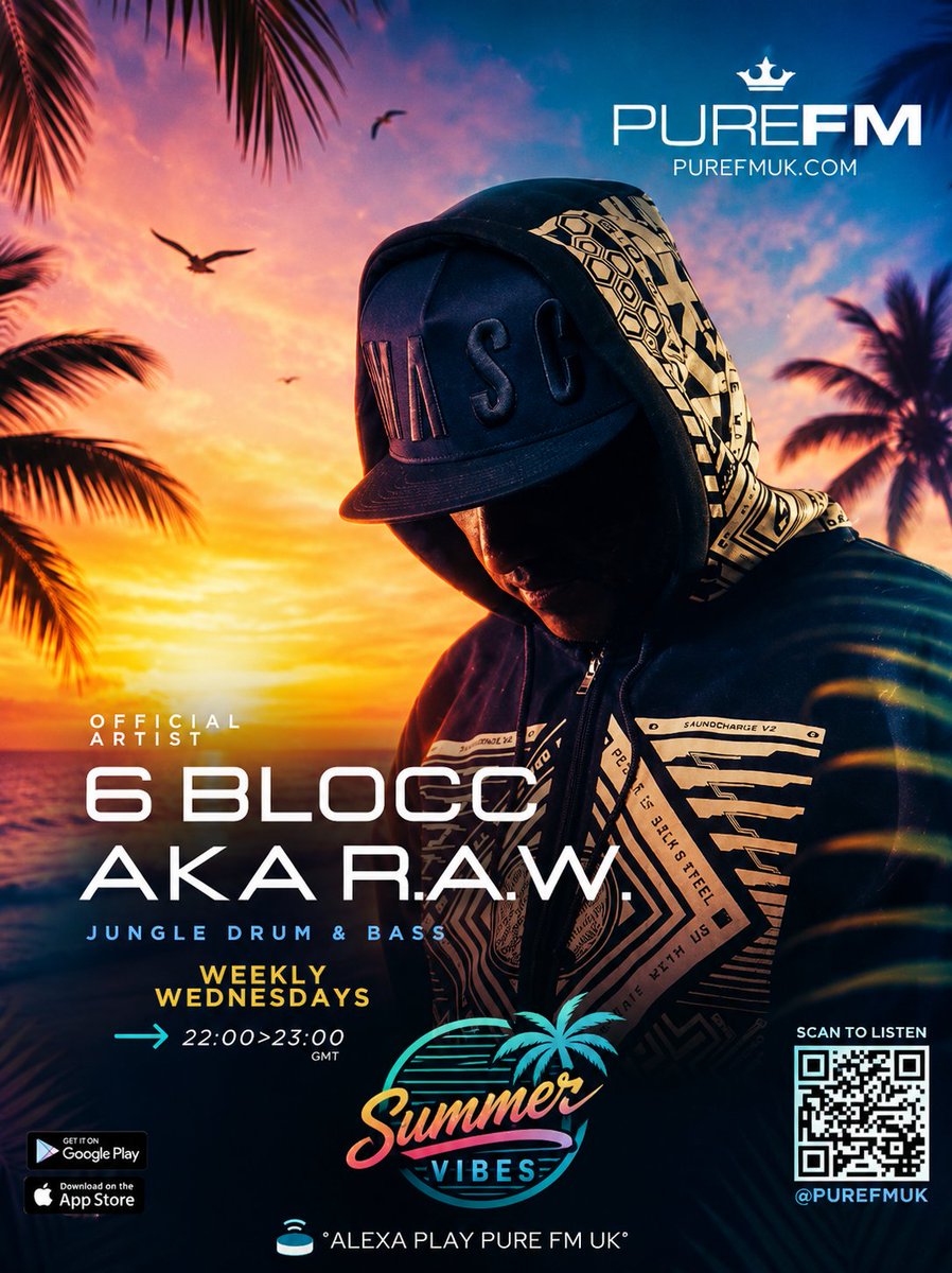 6blocc's tweet photo. Going LIVE on PURE FM UK Today
for my weekly Jungle Drum N Bass Show

2pm Pacific / 5pm Eastern / 10pm UK

WE'VE UPGRADED THE AUDIO ON PURE FM UK
SO DOWNLOAD THE APP AND HEAR THE 
BEST SOUND
OUT THERE!

Apple:
https://t.co/LU8OfTeN4J

Android:
https://t.co/3DDjmpO3Av https://t.co/hMQ1gs2eiZ