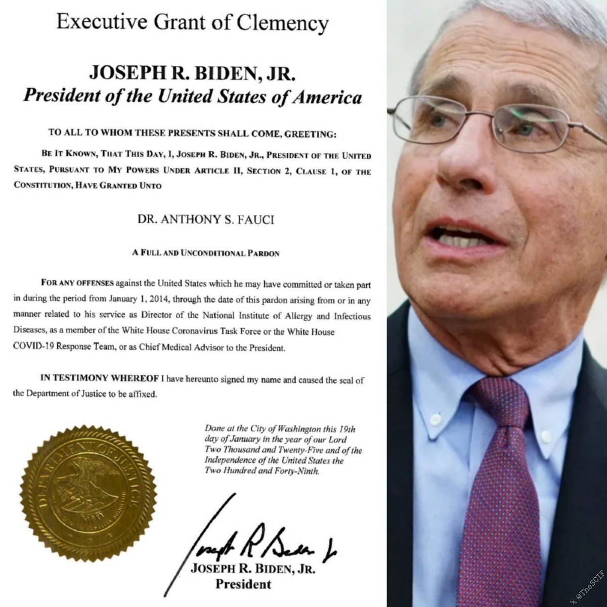 TheSCIF's tweet photo. Dr. Fauci's pardon is NULL &amp; VOID, and he knows it.

These people created a virus to k*ll us, and get rich.

What are we waiting for? People need to pay for their crimes. https://t.co/uane8tNLOD