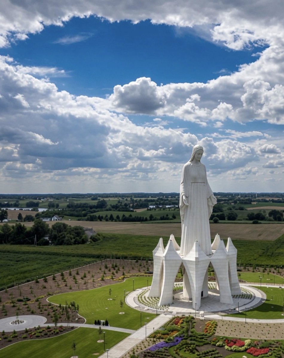 PsyGuy007's tweet photo. 🚨✝️🇵🇱 ALERTE INFO : Dans un petit village de Pologne, à Konotopie, se dresse désormais la plus haute statue mariale d’Europe avec 55,6 mètres de béton blanc et d’acier.

Offerte par un milliardaire polonais, cette Vierge imposante sera bénie le 15 août, jour de l’Assomption.

Un monument de foi qui domine déjà les champs à perte de vue.

Un ❤️ pour nos traditions‼️