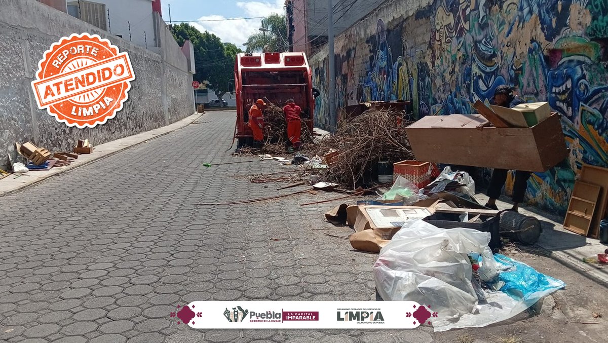 LimpiaPue's tweet photo. #ReporteAtendido | Personal de #Limpia atendió el retiro de los residuos en la 28 Poniente y Blvd. 5 de Mayo.
Seguimos trabajando para mantener una ciudad más limpia. 🧹♻️ https://t.co/QZdhAeSuPo