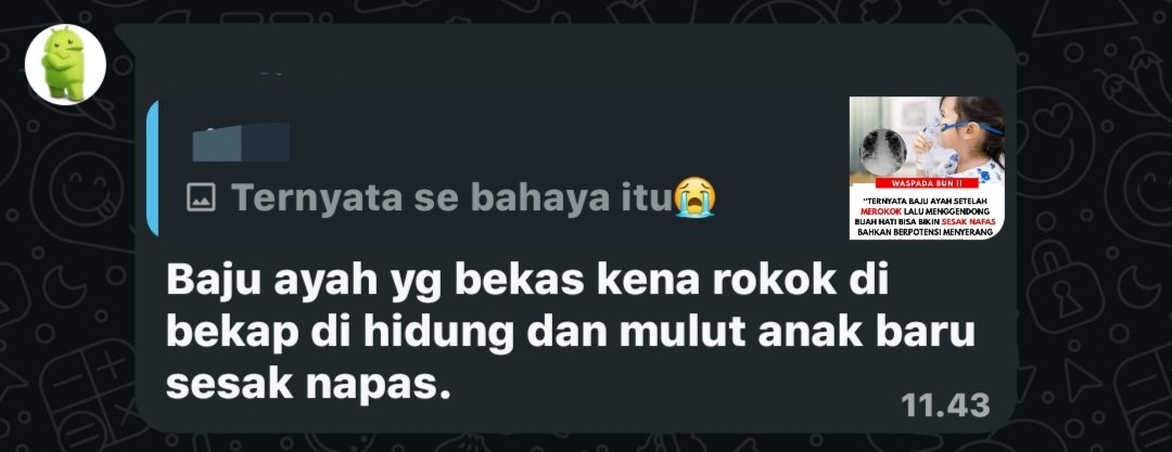 fleurallore's tweet photo. from  this                                to  this 

ngakak buka chat keluarga isinya debat tentang asap rokok😭 ngetawain ini daritadii https://t.co/TQ4M9T2LKI