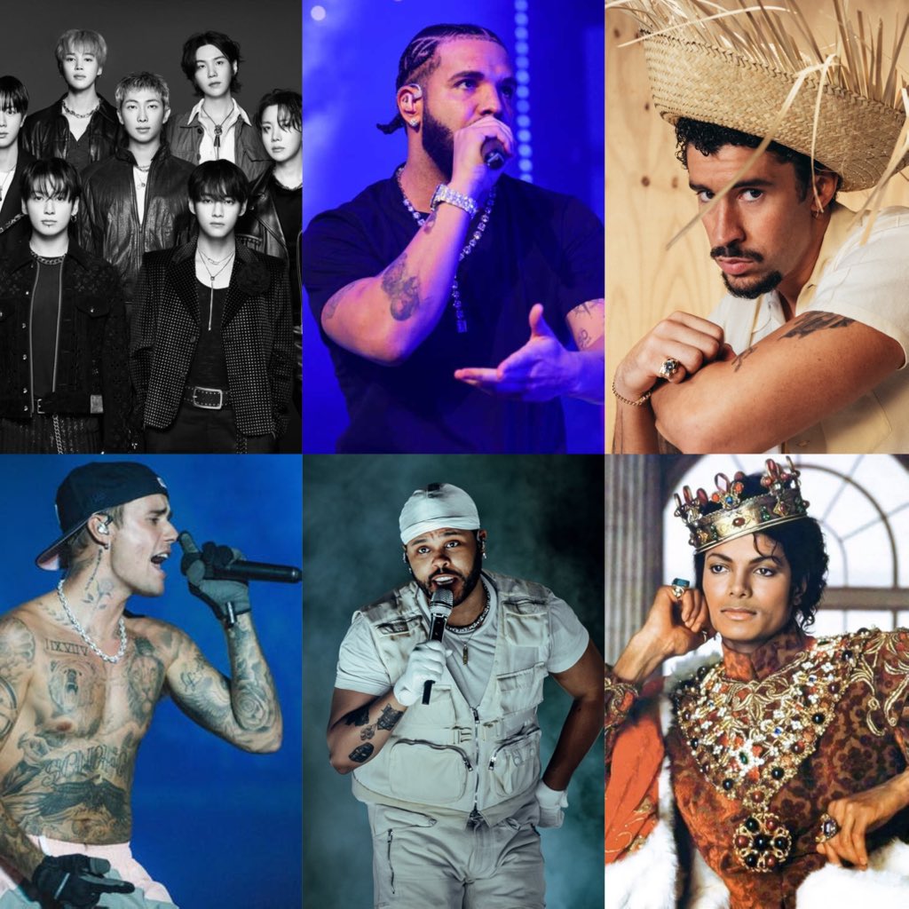 chartradar_'s tweet photo. The Most Dominant Music Artists of 2026 (Based on Streams, Tours & Impact):

1. BTS
2. Drake
3. Bad Bunny
4. Justin Bieber
5. The Weeknd
6.Micheal Jackson
7. Taylor Swift
8. Bruno Mars
9. Ariana Grande
10. Shakira
11. Morgan Wallen
12. Olivia Rodrigo
13. Ella Langley
14. Rihanna
15. Madonna