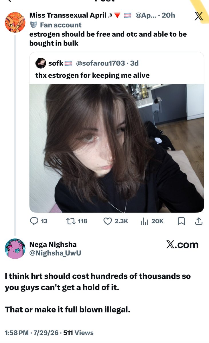 AprilsBooks's tweet photo. telling cys women who have hormonal deficiency "you gotta suffer because we gotta own those t girls" you ppl are so annoyingly wrong https://t.co/K3UPd8S8Hy