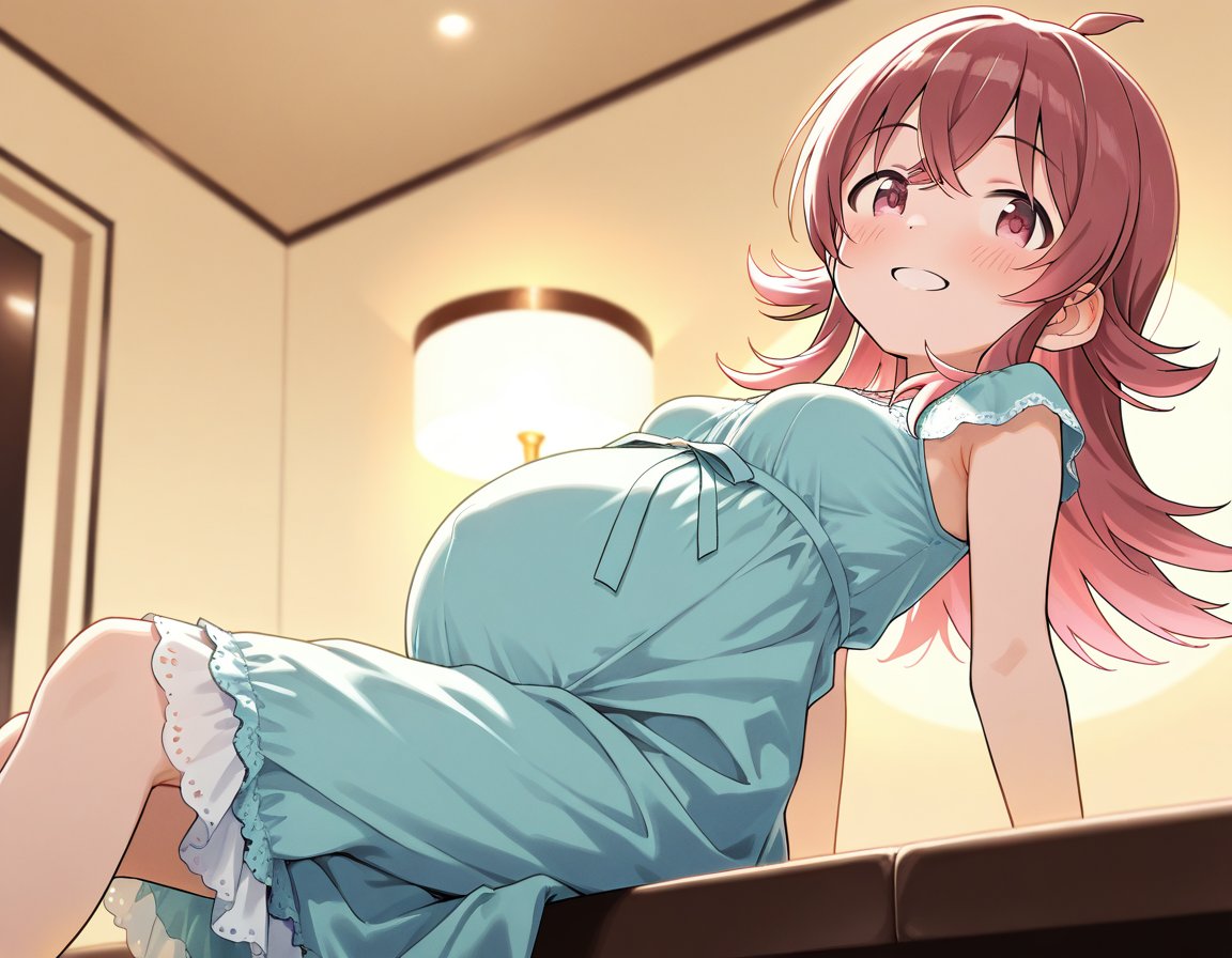 AirBHarsh's tweet photo. 今日は孕んだ果穂ちゃん

#アイドルマスターシャイニーカラーズ #小宮果穂 #シャニマス #AIイラスト https://t.co/Z4F8xSmNSD