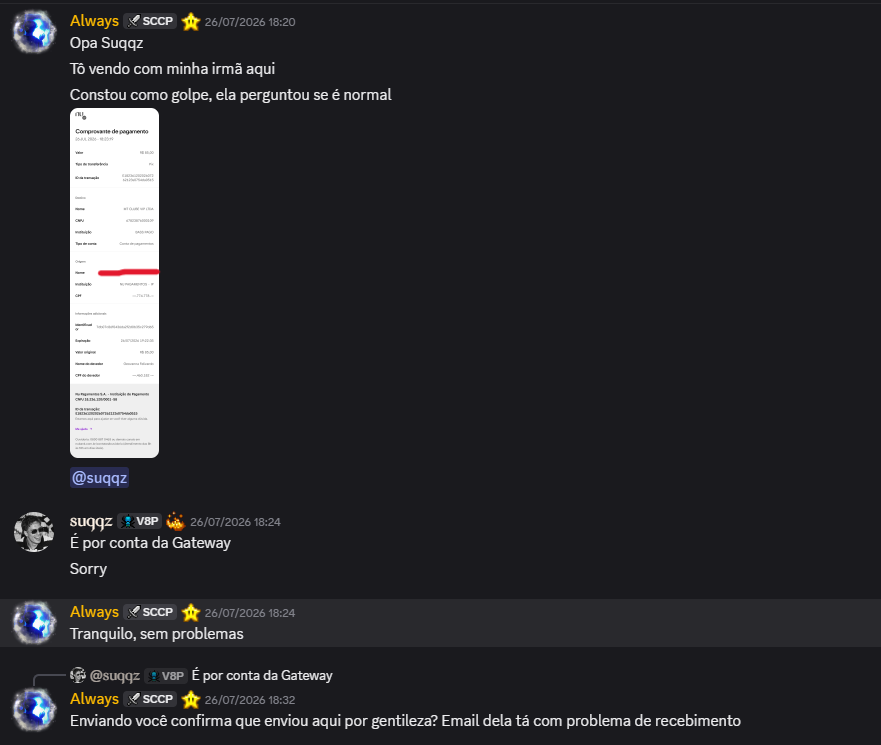 Zackax7's tweet photo. Em menos de um mês consegui a façanha de tomar prejuízo com duas lojas diferentes vendendo contas de Minecraft.

Smooqy (@smooqyloja ): paguei R$ 70 por uma conta Full Acesso com OptiFine. Já faz 15 dias. Três tentativas de contato, nenhuma resposta e produto nunca entregue. 
Já iniciei o processo para buscar o reembolso.

InGameLeader (Suqqz): Pix de R$ 85. Produto não entregue, vendedor parou de responder e o MED do Nubank não conseguiu recuperar o valor.

Fica o alerta: pesquisem MUITO antes de comprar contas, mesmo quando a loja ou o vendedor parecem conhecidos na comunidade.