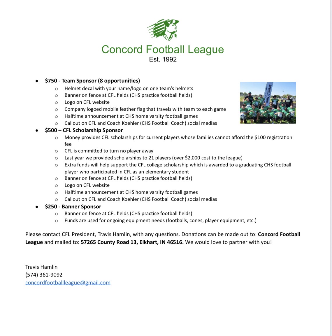 ConcordCFL's tweet photo. The Concord Football League is gearing up for another great season. 

Generous donations from people/businesses like yours help us run a great and affordable league. If you know of anyone who would like to donate, please share this message. https://t.co/GC3TaeSFXL