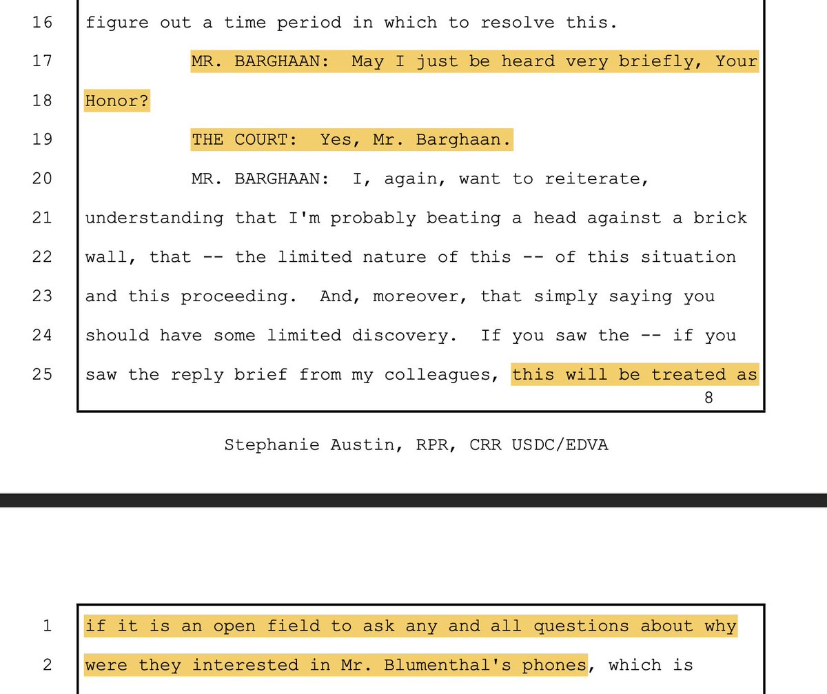 loffredojeremy's tweet photo. At today's hearing over CBP seizing Max Blumenthal's phones at Dulles, the government's lawyer scrambled to get back in after the judge had already ruled, pressing her to limit discovery so Blumenthal can't ask why they were interested in his phones. https://t.co/5gkth6FjEz
