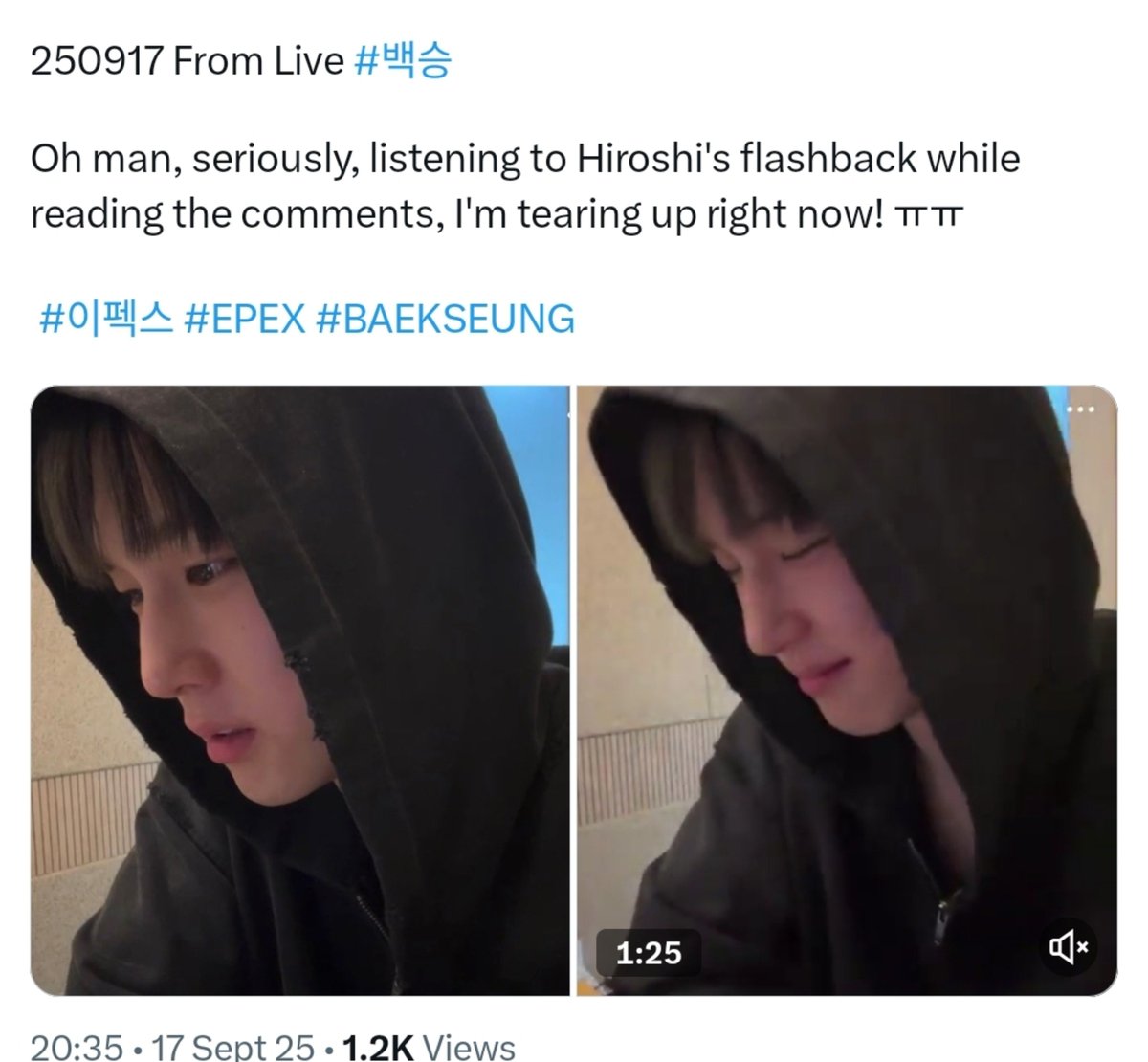hyuntolove's tweet photo. i can’t find the tweet that claimed hyeonu was seen tearing up on live for sympathy, but just in case, he did that live last september of 2025 AND was tearing up because of the comments. https://t.co/7ZNeULOpyw