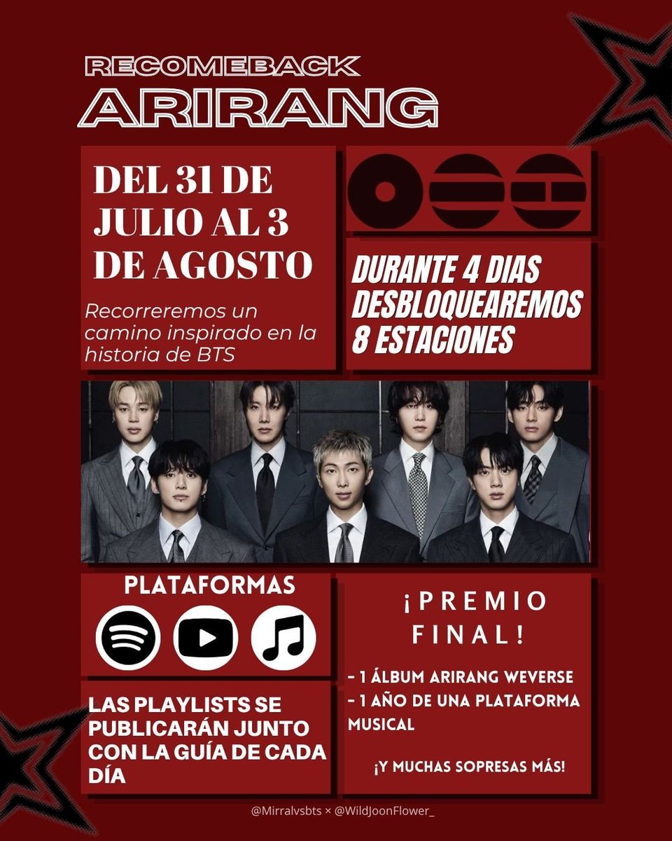 streambtsmexico's tweet photo. ¡TENEMOS RECOMEBACK PARA ARIRANG, ARMY!

A partir del 31 de Julio hasta el 3 de Agosto, al reinicio de rastreo, te esperamos para ser parte de este proyecto y seguir apoyando el trabajo de los chicos!
Además, HAY SORTEO PARA QUIENES PARTICIPEN LOS 4 DÍAS! 🔥

Mañana se publicará más información, ESTÁN LISTOS???🗣

#ARIRANG_RECOMEBACK 
TEAMWORK MAKES THE DREAM WORK 💫