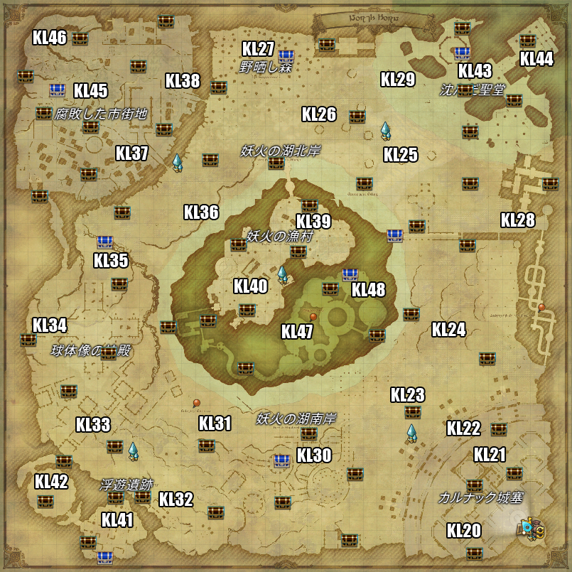 cyan_009cd1's tweet photo. ざっくりモブLv分布と宝箱の位置
#FF14 https://t.co/eNoWte3rgA