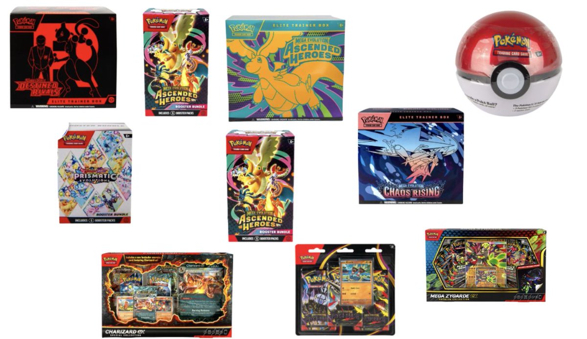PokemonRestockr's tweet photo. Here is everything that dropped on Walmart Wednesday last week👇

 Ascended Heroes ETB: https://t.co/tRKmwmNVIf 
Ascended Heroes 2 pack: https://t.co/yzkRGx1vUA  
Prismatic 2 pack:  
https://t.co/HhZu3t1NPx  
Destined Rivals ETB: https://t.co/33GdifdSjL 
Leaves Ex Battle Deck: https://t.co/KV1rmIbofU  
Tapu Koko Ex Battle Deck: https://t.co/EJT53UarWk
  Mega Zygarde ex Premium Collection: https://t.co/LjSfuSOhGW  
Mega Evolutions 3 Perfect Order 3Pk Blister: https://t.co/e8daKOuUGv 
 Spring Poke Ball Tin 6Ct Bundle: https://t.co/O7OF5wAUr1  
Chaos Rising Elite Trainer Box: https://t.co/9WydL4MVfx 
Spring Charizard Ex Special Collection: https://t.co/WDtqAlugbz

We will post as soon as we know what is dropping on Walmart Wednesday for tonight!

#PokemonTCG #Pokemon #ad