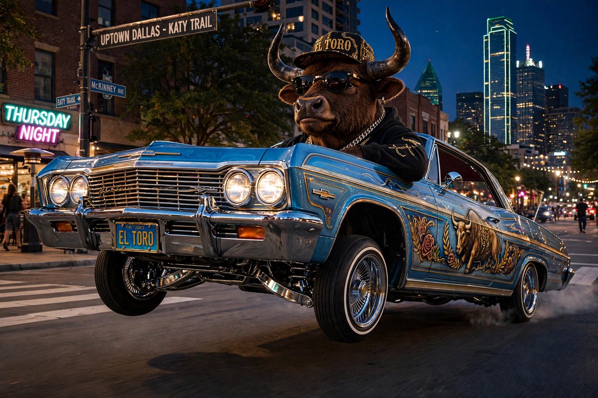 ELTORODEV's tweet photo. Thursday night. Uptown. El Toro got the front end up. 🐂💥
lowrider baller status, no explanation needed.
#UptownDallas #Lowrider #ElToro #Dallas #DTown #texas https://t.co/qwBX0MJVWL