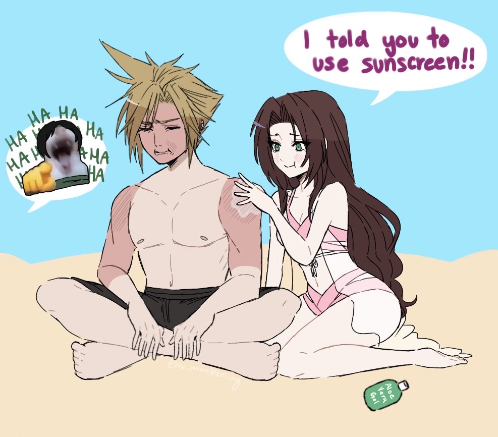 hu_manbee_ing's tweet photo. cloud and aerith beach episode https://t.co/7EFj6o5q6Q