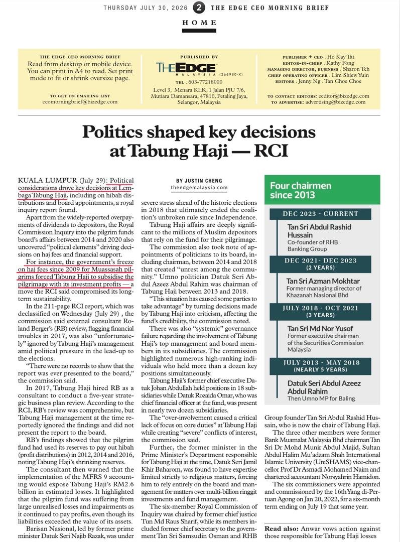 FreeMsian's tweet photo. In short, BN - Najib regime was operating Tabung Haji as a ponzi scheme! https://t.co/WbRSfSzoGf