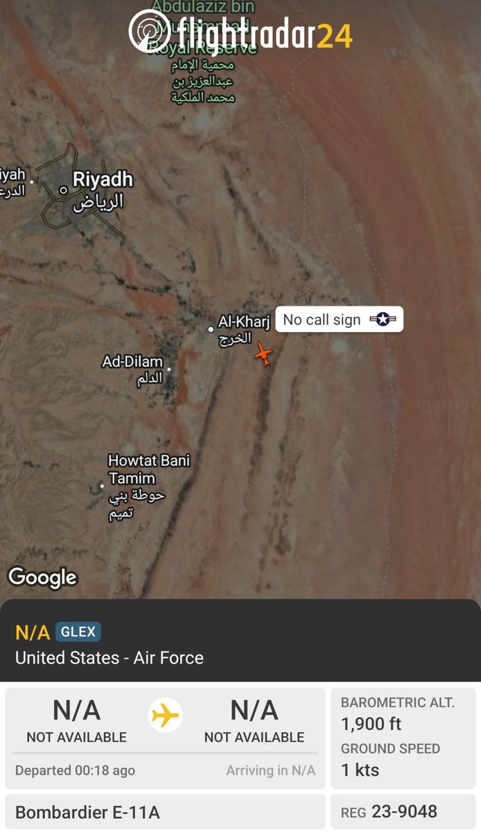 sipjack1776's tweet photo. Bombardier E-11A ๐บ๐ฒ
BACN
#AE77A5/23-9048
Pinging at Prince Sultan Air Base .
@Borrowed7Time @blackswanadria @steffanwatkins https://t.co/Iv17MDeIPP