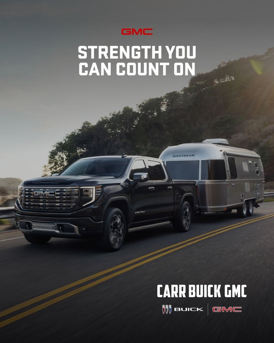 Carr_BuickGMC's tweet photo. The road ahead, the load behind. The Sierra 1500 Denali is built for both. Discover it at CARR Buick GMC in Vancouver. ๐ป๐ฃ๏ธ
#CARRBuickGMC #CARR #Sierra #Sierra1500 #SierraDenali #TruckLife https://t.co/8iVepmlgp9