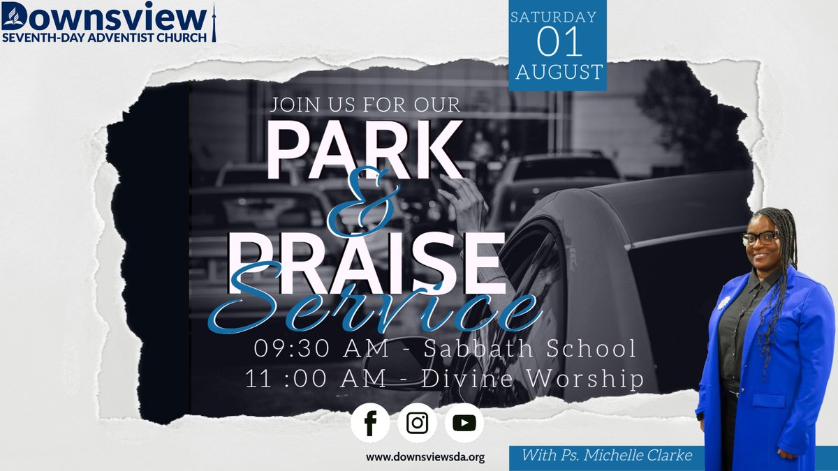 DownsviewChurch's tweet photo. Join us on Saturday, August 1st for Park &amp; Praise Service on the lawn with Ps. Michelle Clarke. Sabbath School at 9:30 AM and Divine Worship at 11:00 AM. Visit https://t.co/QidDnjueax for details. #ParkAndPraise #CommunityWorship #DownsviewSDA https://t.co/Rgv0qM36jm