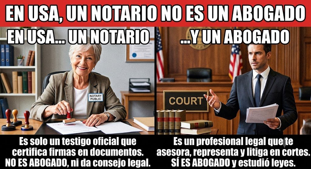 esjodarria's tweet photo. @WILLSALGADO Notaría o servicios de abogados. Cuidado con confundir los términos legales en EE. UU.: abogado y notario no son términos intercambiables. Algunos de esos trámites no los puede hacer un notario, sino un abogado. https://t.co/OaLS6u0Vq5