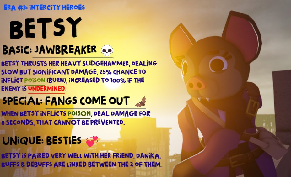 PB3NewsOfficial's tweet photo. The Intercity Era is now in effect! Play Piggy Universal Defense today!

- Day 1: Danika (Tower)

- Day 10: Betsy (Tower)

- Day 20: Mayor Bailey (Tower)

- Day 30: Baren (Tower)

- Day 40: Lonesome Wayfarer (Tower)

- Day 50: Conquest Tower + Marquee Event “Viva La Liberation” https://t.co/TUmOMXuPtH