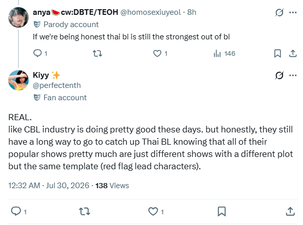yrku7g's tweet photo. @perfectenth it's not glazing, I can say the same thing like yall. just bc you've seen some cbls are bad that doesn't mean there's no gem out there. also a lot of thai bl fans also hyping them just bc of the visual cast not because of the plot nor the storyline
yall glazing over thai bl too https://t.co/3G3jV2ZcOd