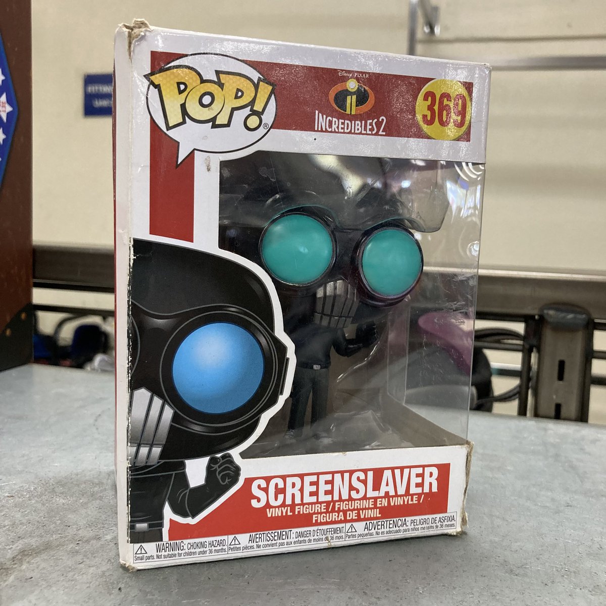 StarfindQuest's tweet photo. SCREENS LAVER FUNKO POP - Funko POP! Disney Pixar The Incredibles 2 Screenslaver vinyl figure #369. Features the villain in black suit with glowing teal goggles and helmet. Classic collectible from the animated film. https://t.co/1xTgiXOBEr