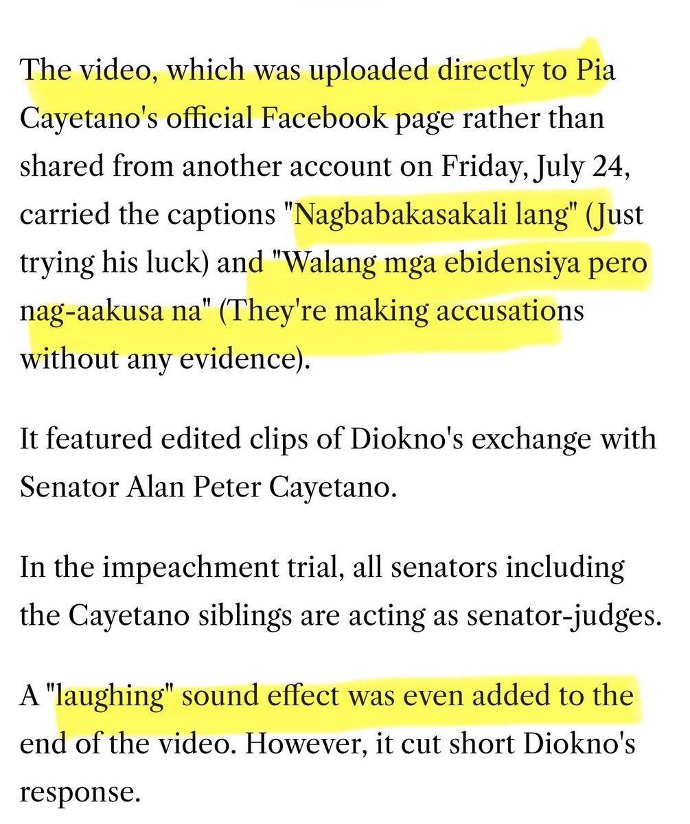 nabunturanguy's tweet photo. Balikan lang natin kung BAKIT KASUKLAM-SUKLAM ang ginawang pag-splice ni Pia Cayetano sa video ni Atty Diokno. (1) DERECHONG na-post sa FB account ni Pia-wa ang video, hindi re-post. Meaning, it was “her own” spliced video. (2) Basically ang ginawa niyang FAKE NEWS ay based on her allegation na: NAGBABAKASAKALI LANG,” WALANG EBIDENSIYA PERO NAG-AKUSA NA!” (3) The video was intentionally spliced to make it appear na item number (2) is correct. NAPAKASAMA TALAGA NI PIA CAYETANO.   
#DisbarTheFakeNewsPeddler 
#DisbarPiaCayetano