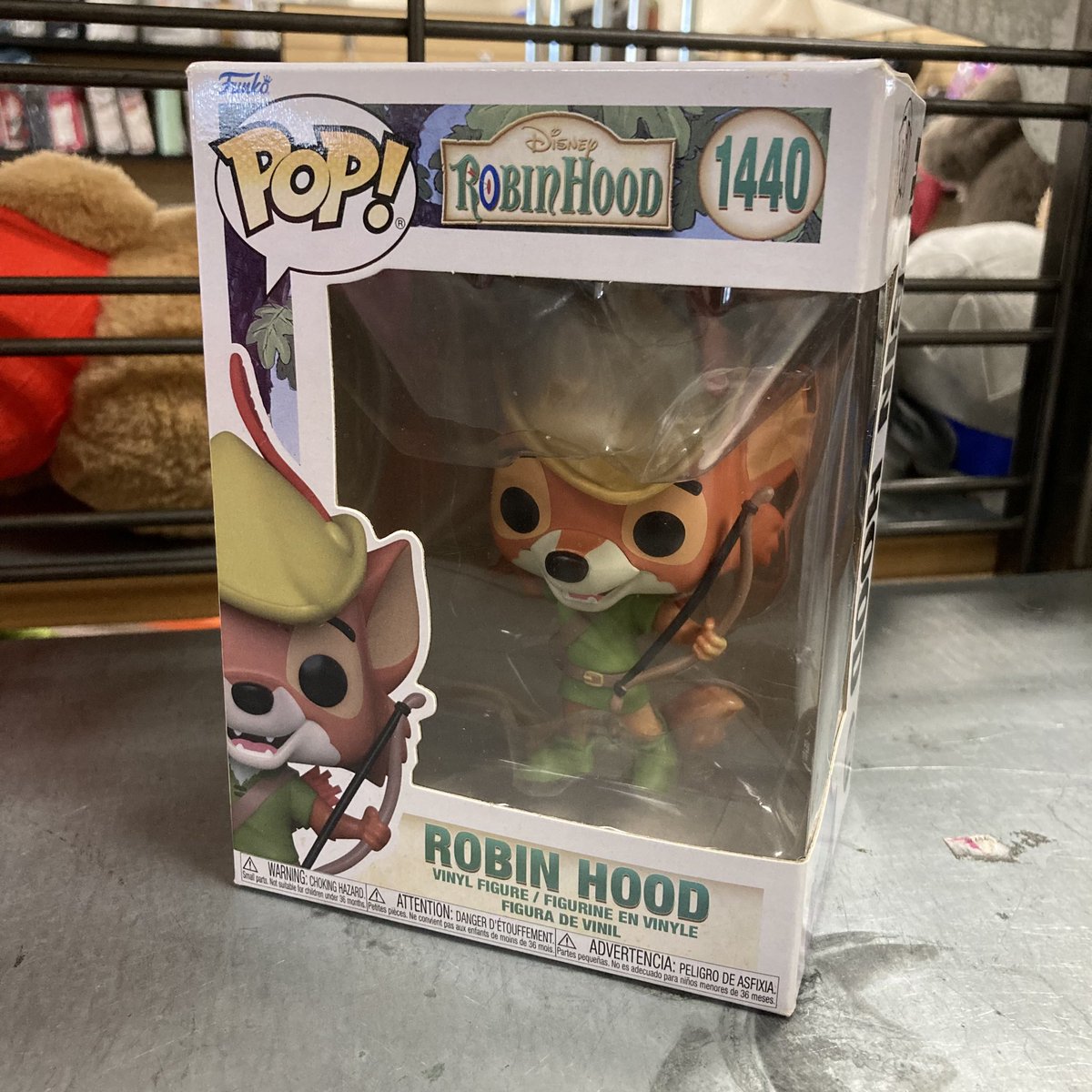 StarfindQuest's tweet photo. DISNEY ROBIN HOOD FUNKO POP - Funko POP! Disney Robin Hood vinyl figure #1440. Features the iconic fox character wearing a green tunic, hat, and holding a bow. Classic collectible from the animated film. https://t.co/GkQGlvnqfk