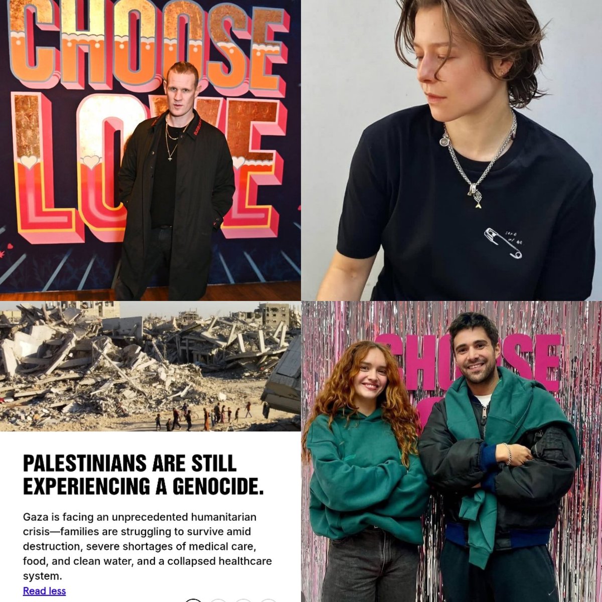 daemonthinker's tweet photo. Matt, Emma, Olivia &amp; Fabien all fundraise for Gaza, Lebanon, Sudan &amp; Congo: and acknowledge the genocide in Palestine

3 are vocal on social media &amp; although Matt has none, he is reported to have donated large amoints to refugees

please consider donating!
https://t.co/zo4MIjxrkL https://t.co/rrkHafZPrx