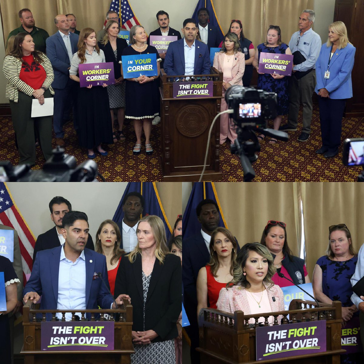 MIHouseDems's tweet photo. House Dems stand united with @MISenDems to deliver much-needed financial relief to Michiganders. In addition to the nearly 50 affordability bills we've introduced, we're reintroducing the 9 bills that @MI_Republicans left in limbo for over a year. The fight isn't over. https://t.co/hNIpUMQq0q