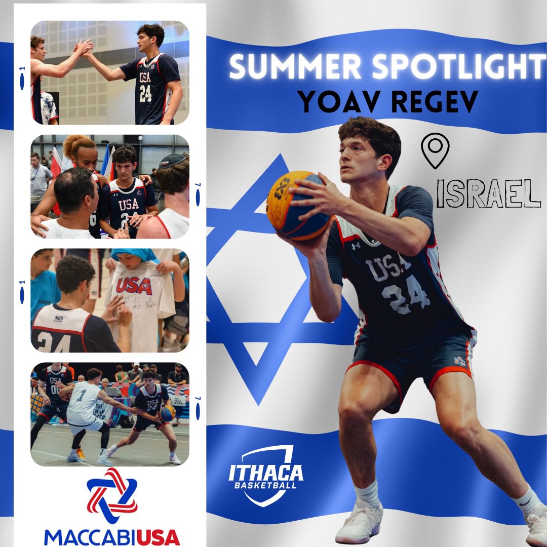 IthacaMBB's tweet photo. 𝑺𝒖𝒎𝒎𝒆𝒓 𝑺𝒑𝒐𝒕𝒍𝒊𝒈𝒉𝒕: 𝒀𝒐𝒂𝒗 𝑹𝒆𝒈𝒆𝒗

Whose family hails from Israel, had an amazing experience at the Maccabiah games. He competed in the Open 3v3 division. 

We are very proud of him &amp; look forward to the stories he will share. 

#GoBombers | #Family | #d3hoops https://t.co/UcTg4vAZ89