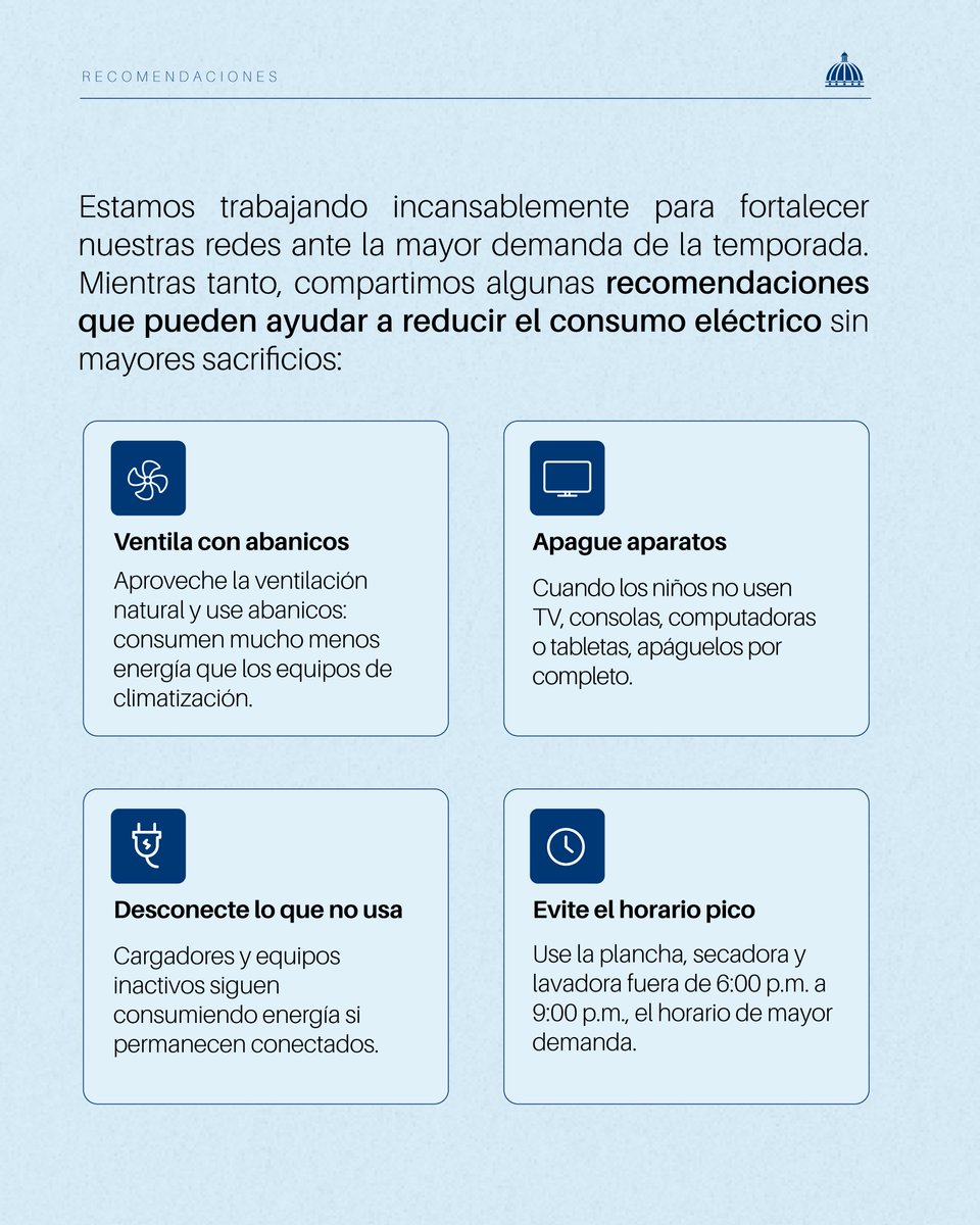CUED_RD's tweet photo. El verano aprieta, y lo sabemos. Se nota en el consumo, en la factura y en la paciencia de cada hogar. Antes de hablar de cifras, queremos hablarles con la misma franqueza con la que ustedes nos escriben cada día.

👉🏻Deslicen para entender por qué ocurre esto y qué pueden hacer para reducir su impacto.

@EdesurRD  @EdeesteRD  @EdenorteRD
